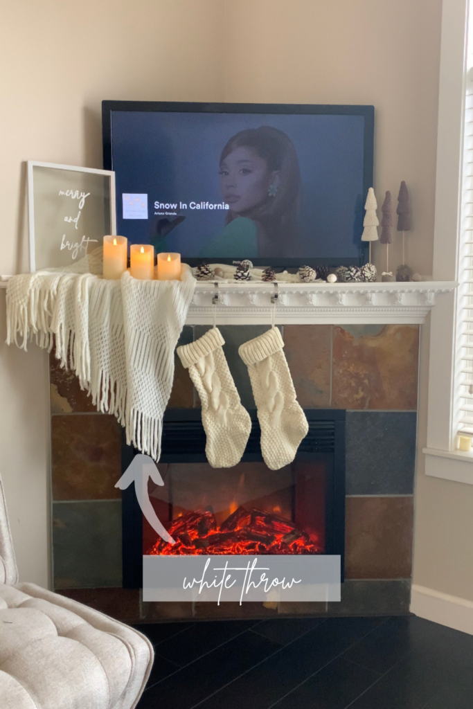 Simple Christmas Mantel Decor - White Throw