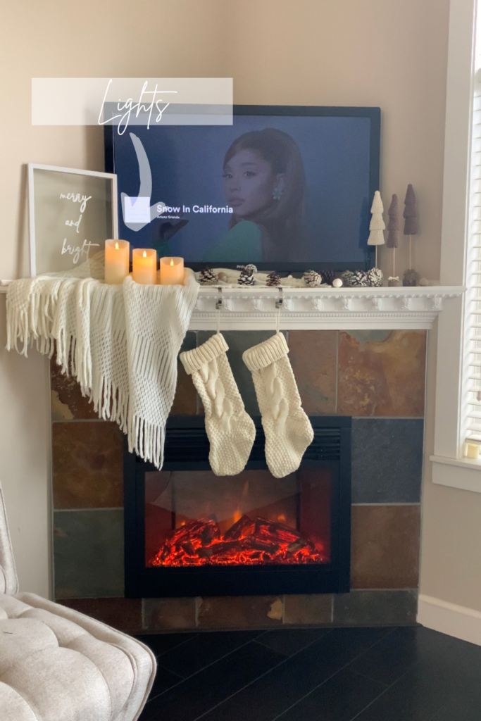 Simple Christmas Mantel Decor - Lights