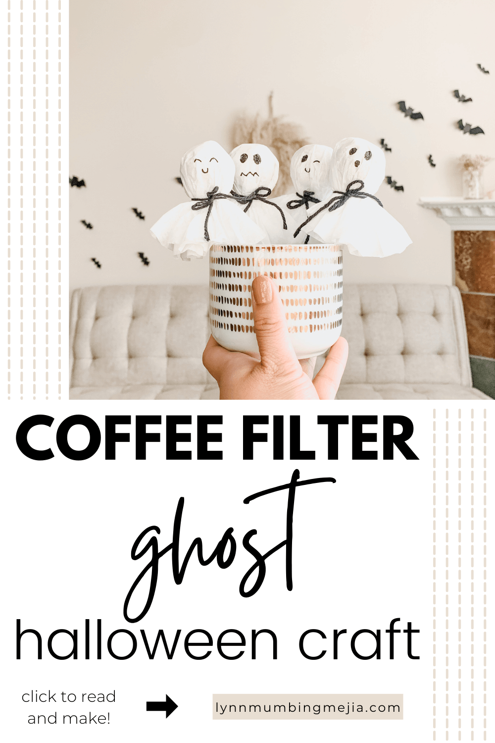 Coffee Filter Ghosts Halloween Craft - Pin 1