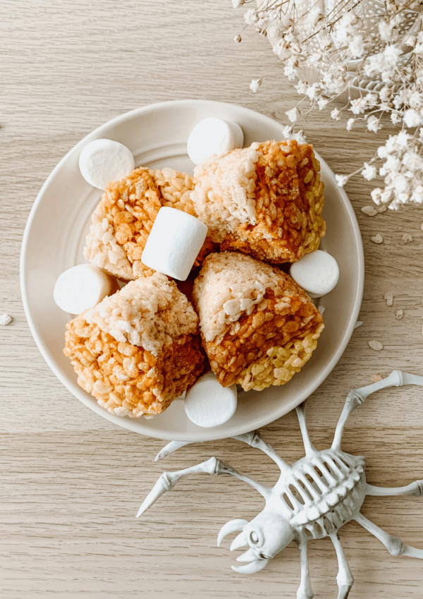 Easy Candy Corn Rice Krispies Treats