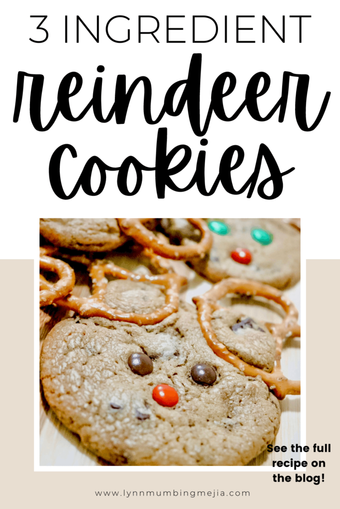 3 Ingredient Easy Reindeer Cookies - Pin 1