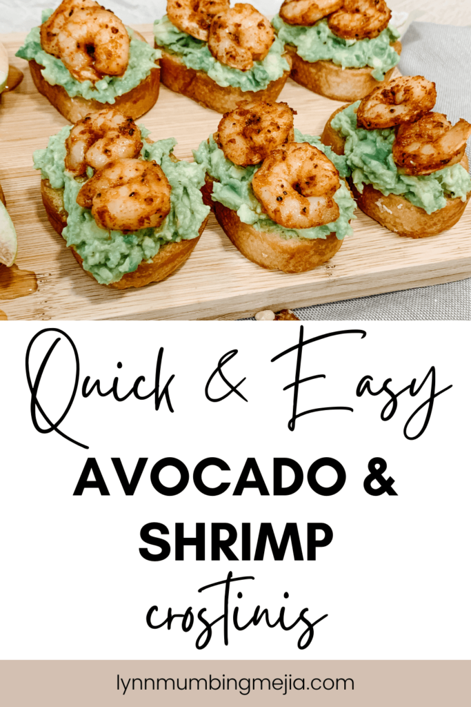 Avocado and Shrimp Crostinis - Lynn Mumbing Mejia - Pin 1