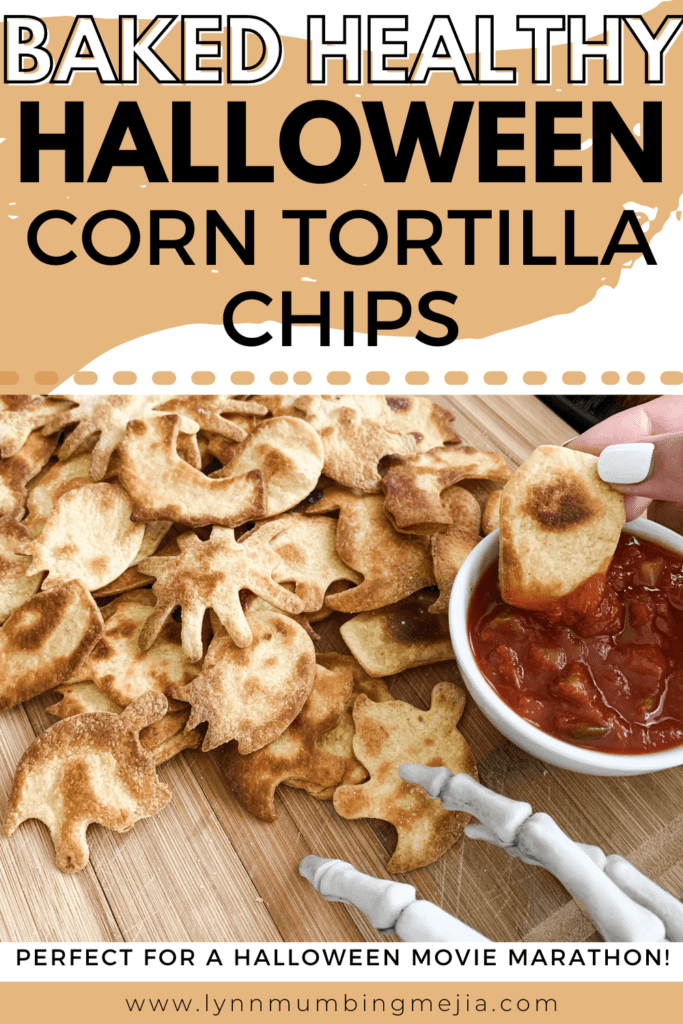 Baked Healthy Halloween Corn Tortilla Chips - Lynn Mumbing Mejia - Pin 1