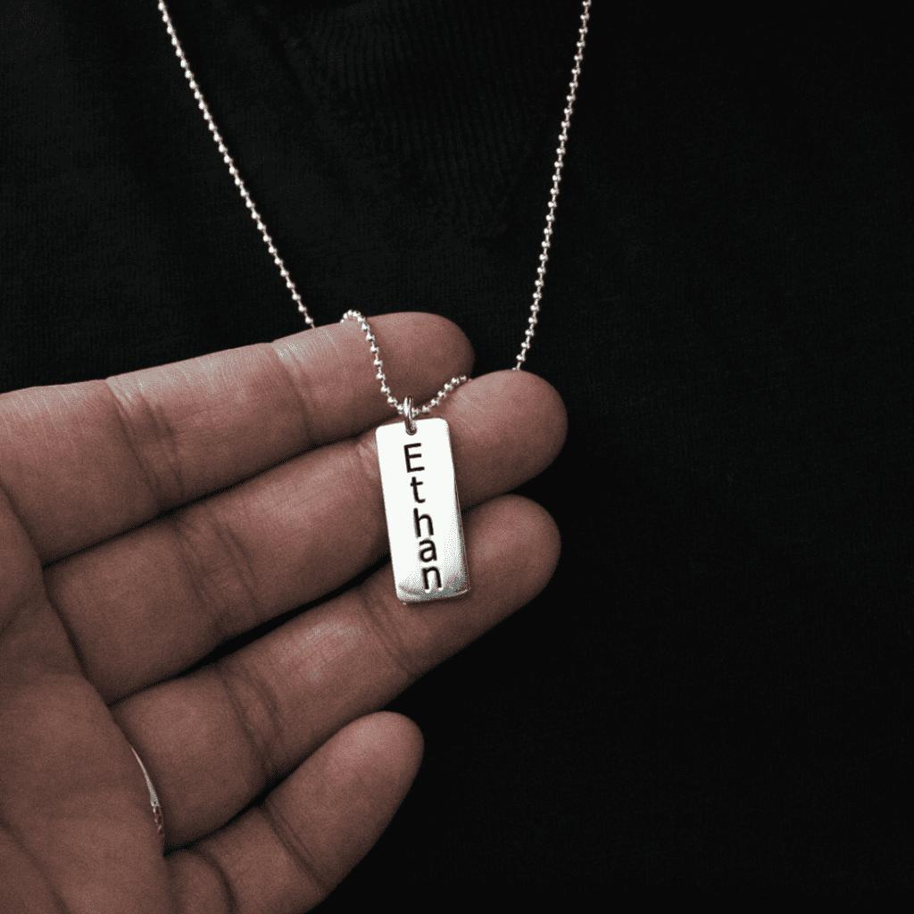 bar name plate necklace - ethan - joyamo - lynn mumbing mejia
