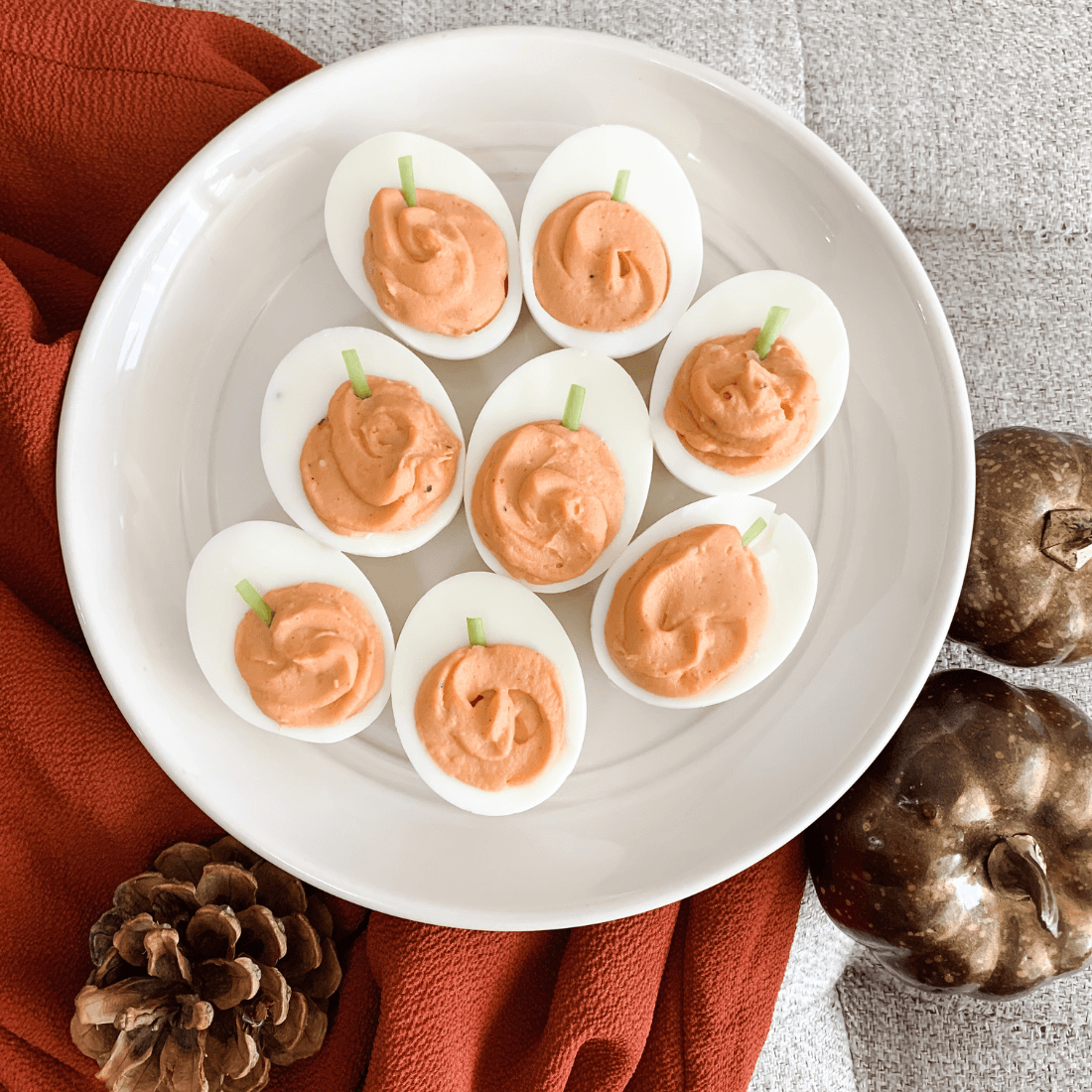 Thanksgiving Pumpkin Deviled Eggs - Aberdeen's Kitchen