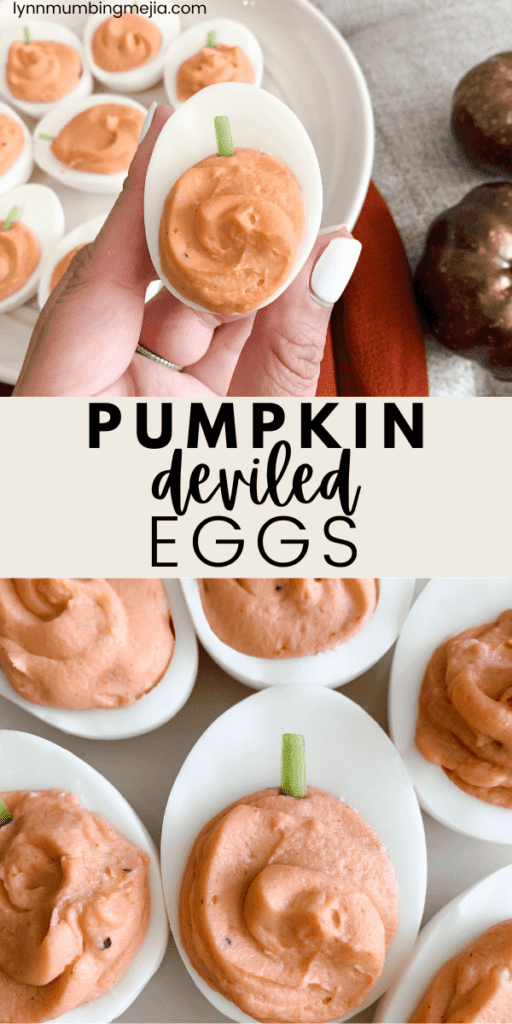 Pumpkin Deviled Eggs - Pinterest Pin 2 - Lynn Mumbing Mejia