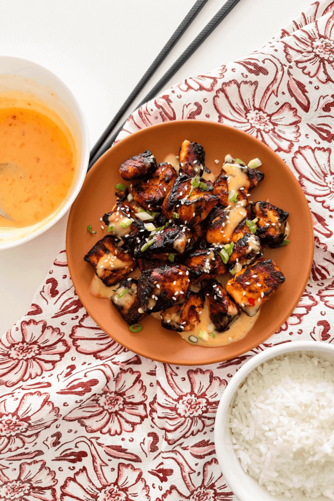 Air Fryer Bang Bang Salmon - Lynn Mumbing Mejia - Pin 1