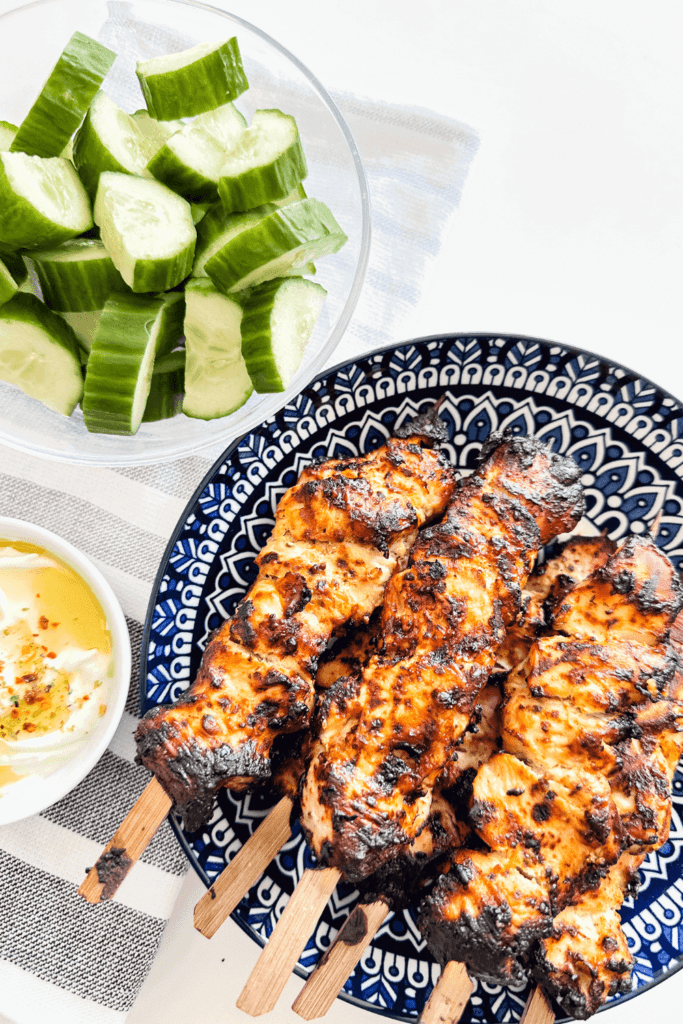 Air Fryer Greek Yogurt Chicken Skewers - Lynn Mumbing Mejia - Pin 1