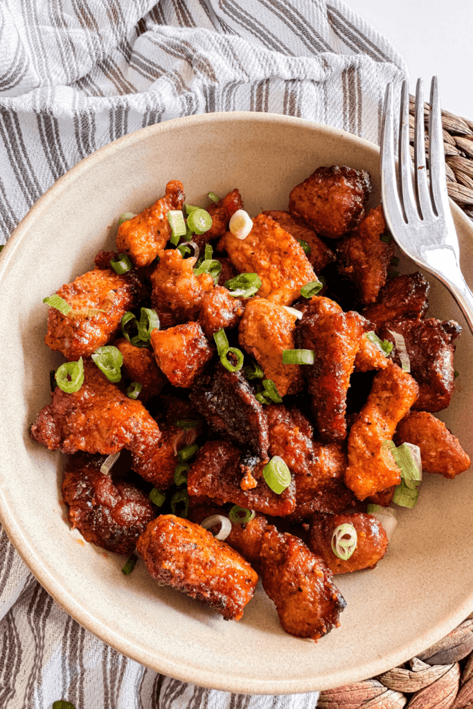 Smoky Air Fryer Pork Bites - Pin 1 - Lynn Mumbing Mejia