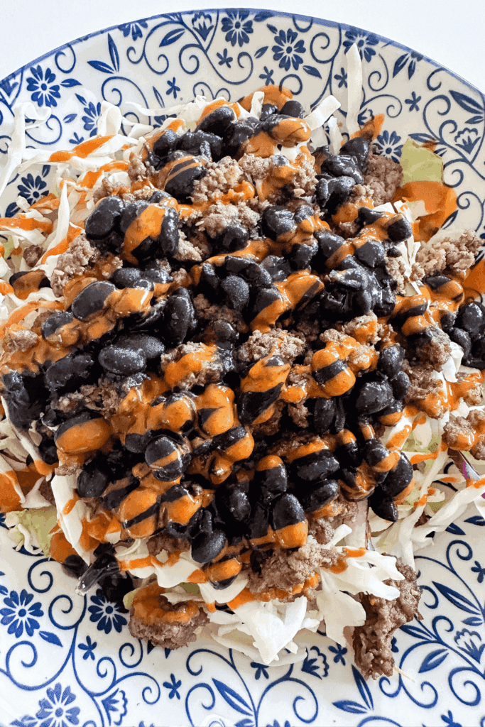 Spicy Ground Beef Coleslaw Bowl - Lynn Mumbing Mejia - Featured Pin 2