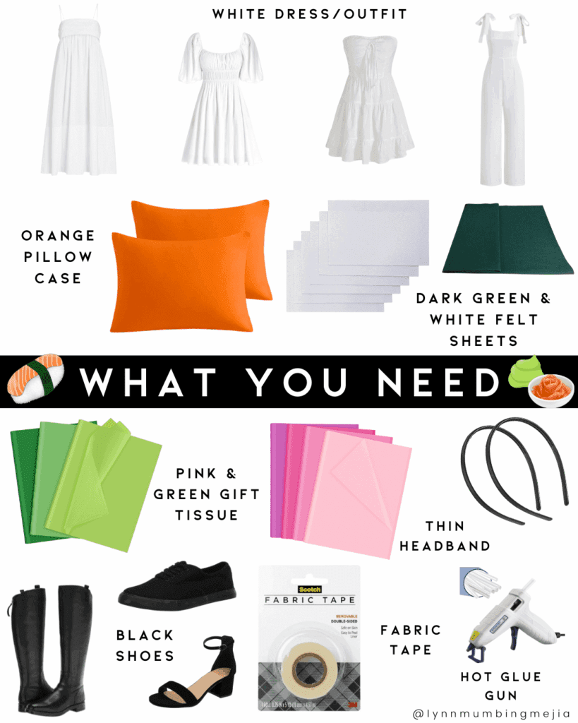 what you need - diy salmon nigiri costume - Lynn Mumbing Mejia