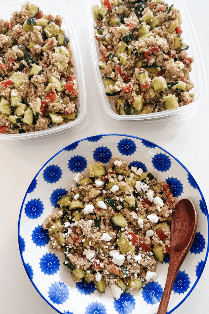 Mediterranean Chicken Quinoa Salad - Featured Blog Pin Image 1 - Lynn Mumbing Mejia