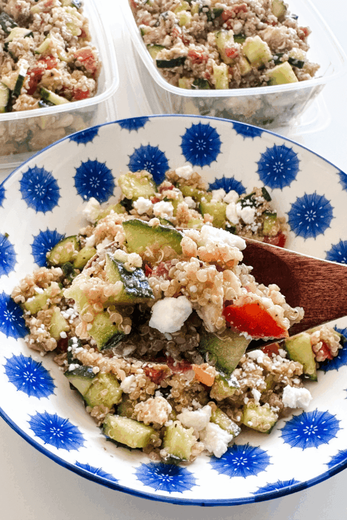 Mediterranean Chicken Quinoa Salad - Featured Blog Pin Image 2 - Lynn Mumbing Mejia